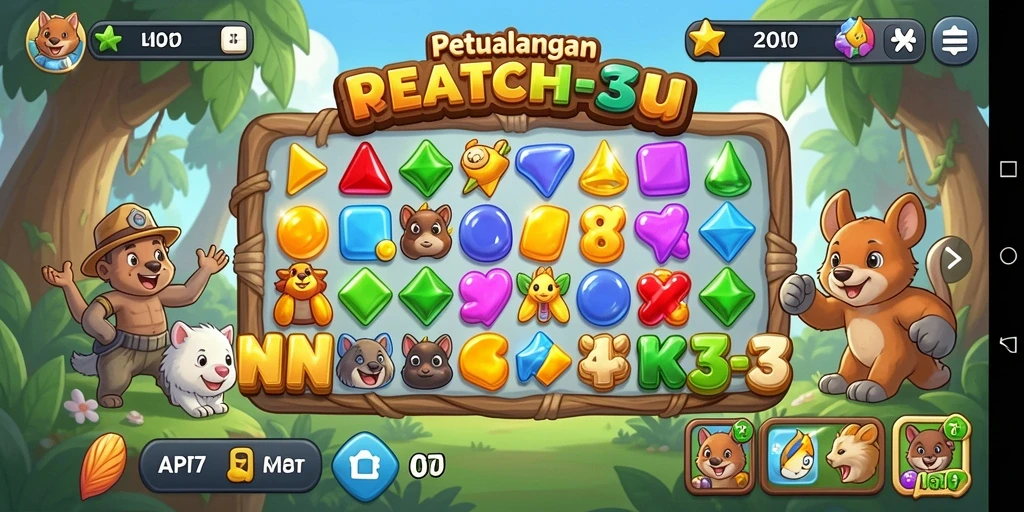 Tampilan menarik dari gameplay Match-3 API77 yang penuh warna dan menyenangkan.