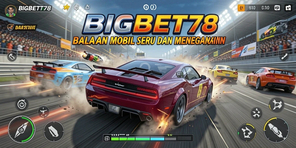 Tampilan gameplay racing yang penuh aksi dan seru di BIGBET78.
