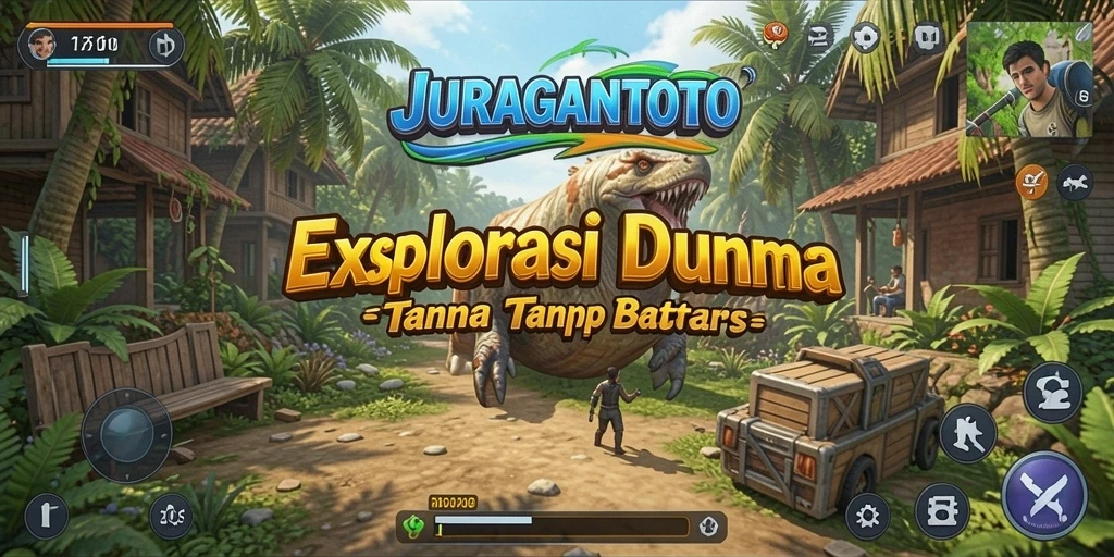Tampilan gameplay JURAGANTOTO yang menampilkan eksplorasi dunia terbuka.