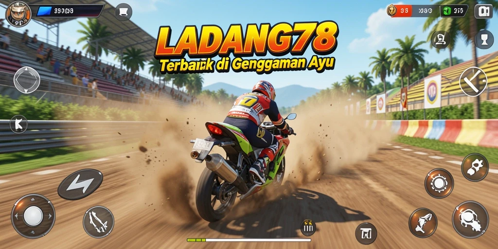 Tampilan menarik dari gameplay LADANG78 di jalur balap.