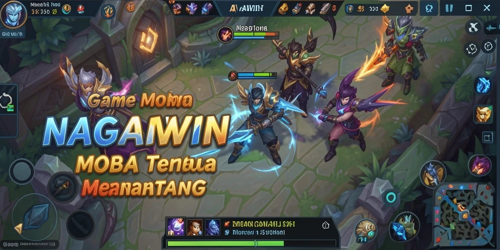 Tangkapan layar gameplay NAGAWIN menampilkan pertempuran seru.