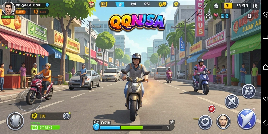 Screenshot utama menampilkan momen balapan cepat dengan grafik yang memukau.