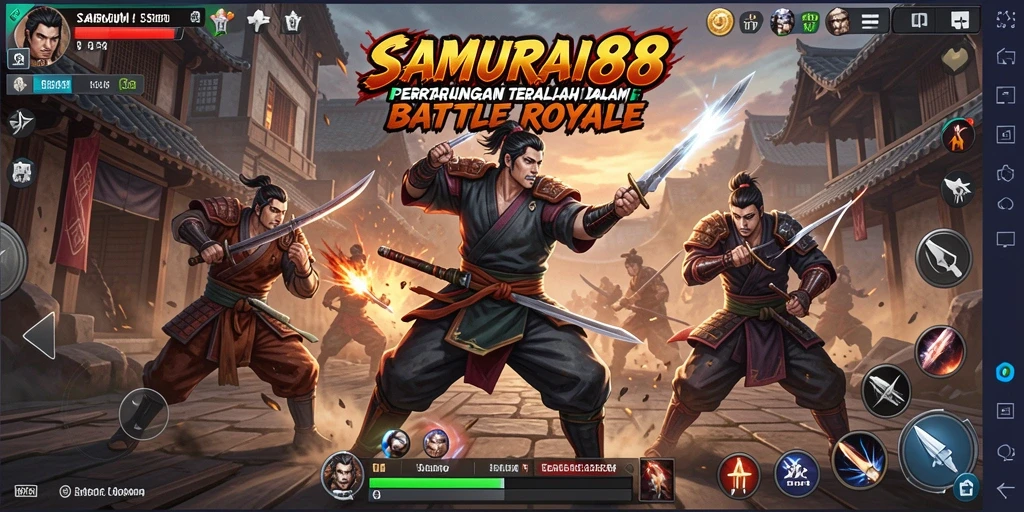 Menampilkan aksi mendebarkan dalam permainan Battle Royale.