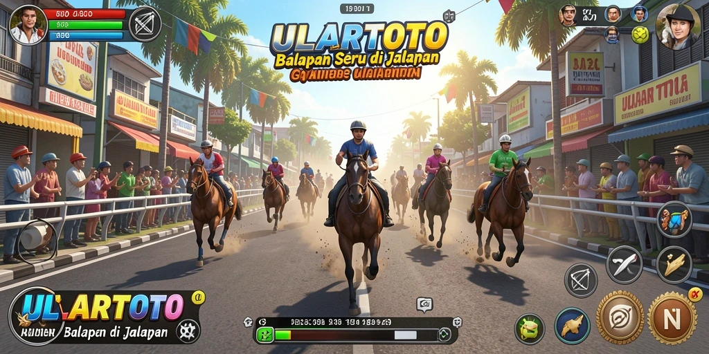 Screenshot gameplay ULARTOTO menunjukkan momen balapan yang intens.